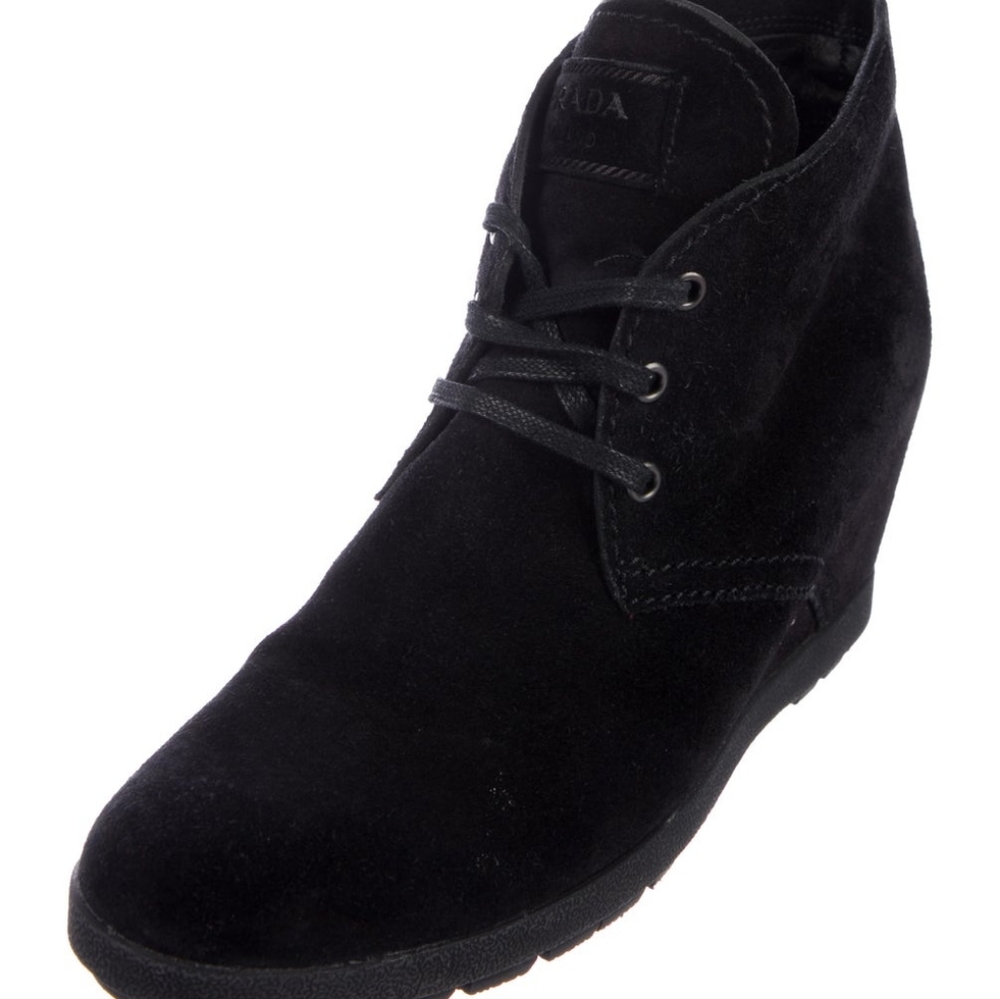 PRADA Suede Wedge Boots IT39